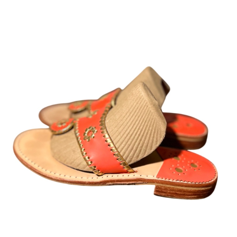 Orange and Metallic Gold Original Jacks Flat Sandals - Picture 5 of 8